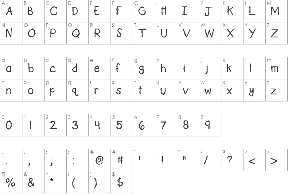 KBTurningGears font character map preview