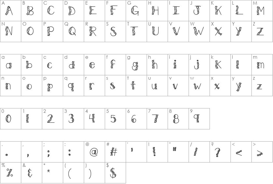 KBWitchingHour font character map preview