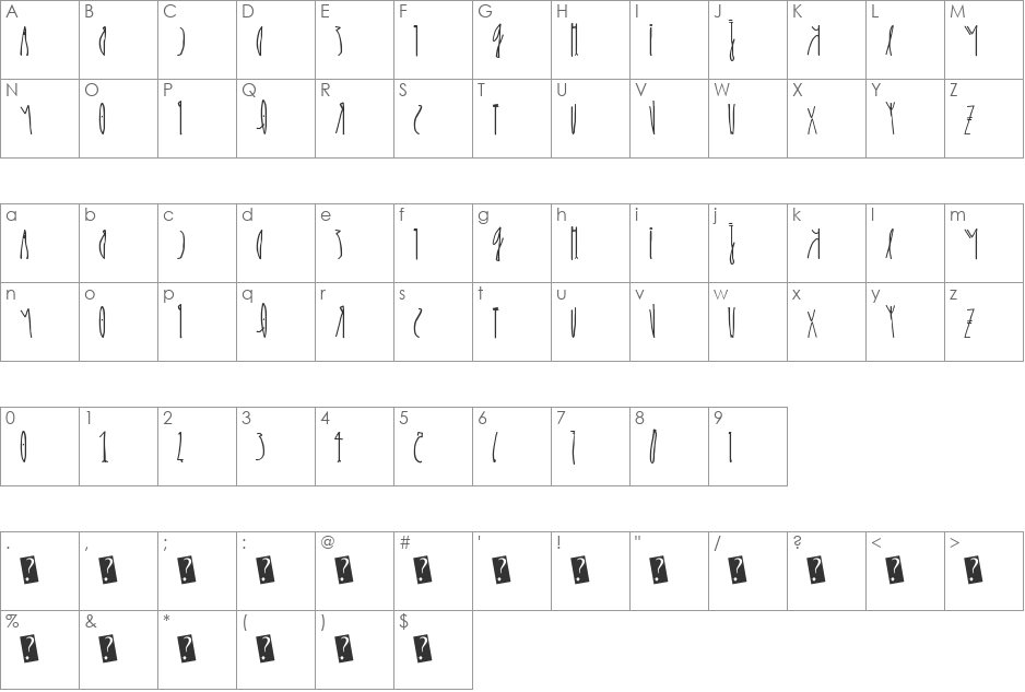 kcirF esreveR font character map preview