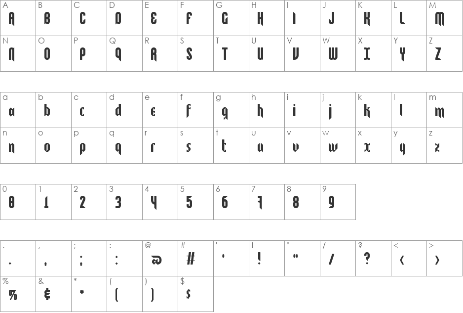 KEbab font character map preview