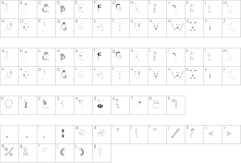 Keeks font character map preview