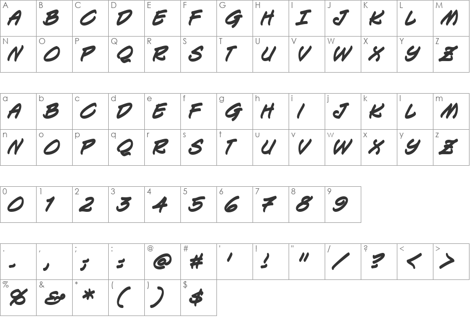 Keelhauled BB font character map preview