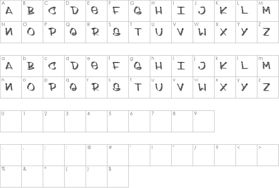 Keep Out font character map preview