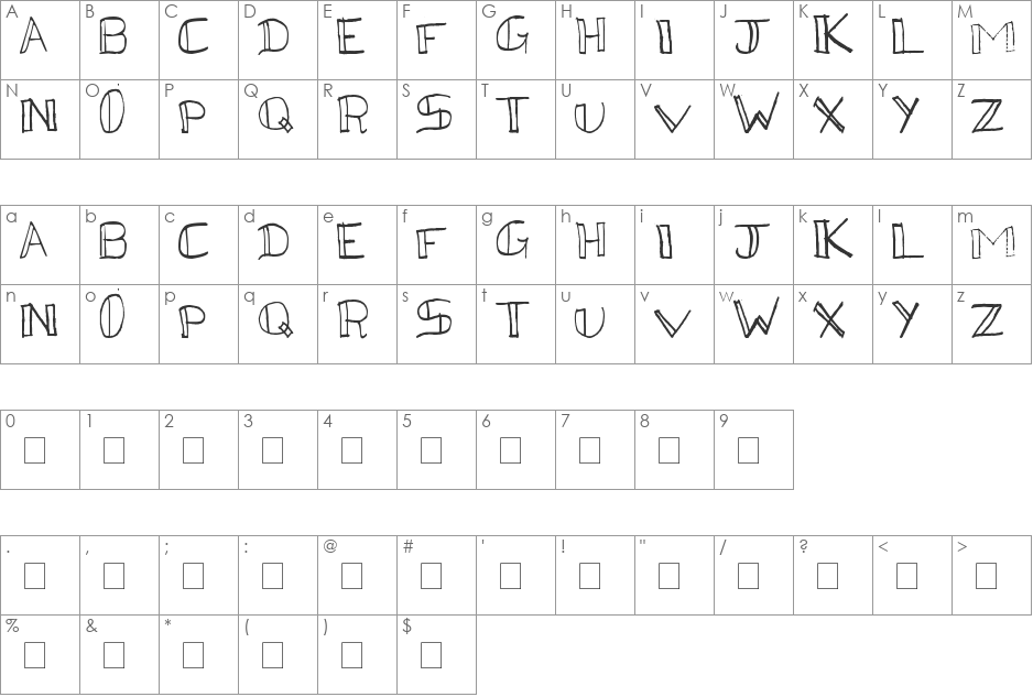 Kega font character map preview