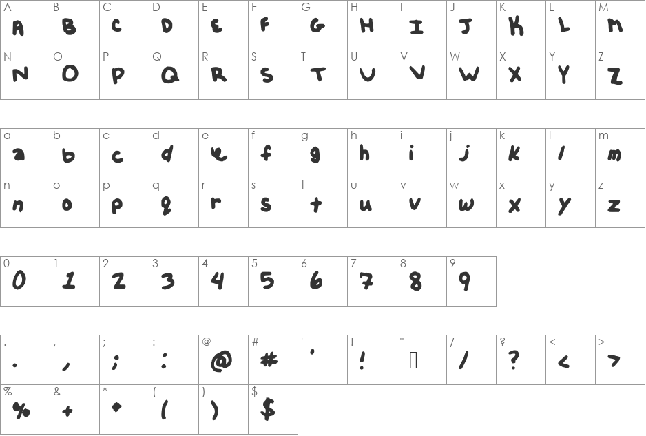 Kelissa font character map preview