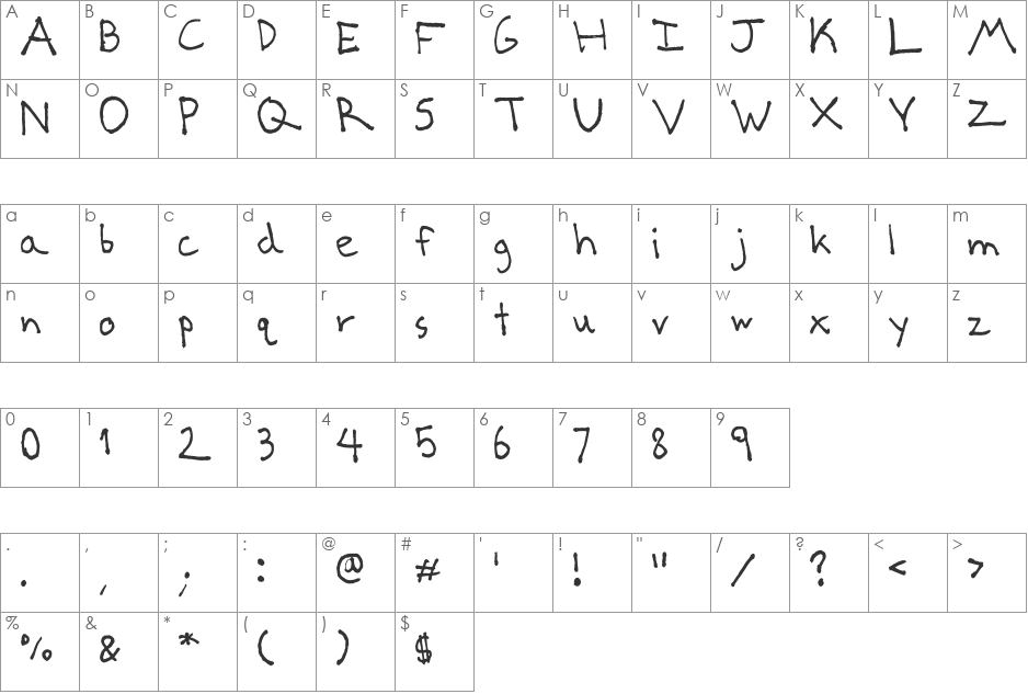 KELogan font character map preview