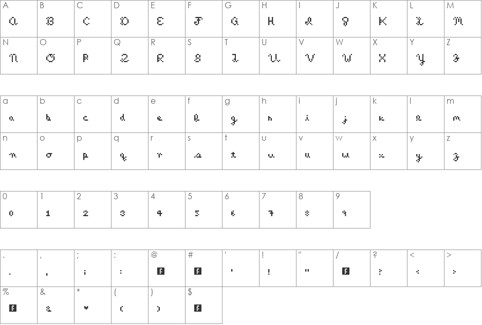 kelsey font character map preview