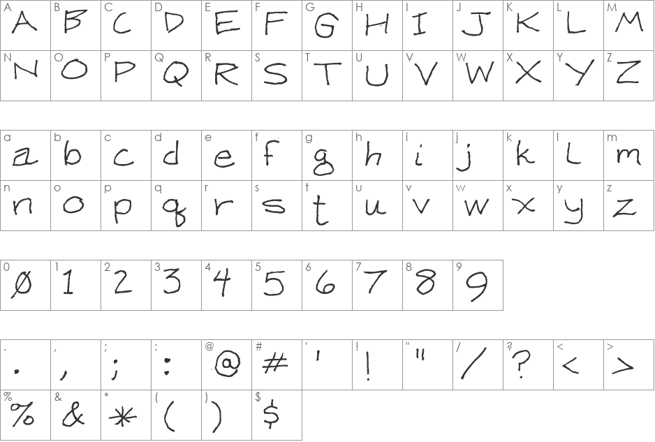Ken Weigand font character map preview
