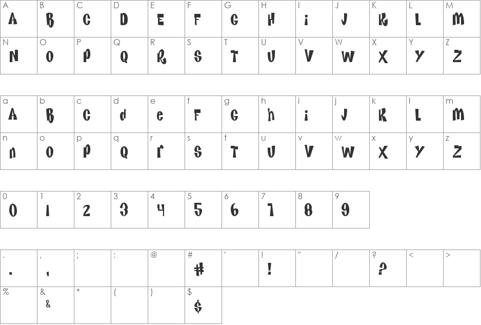Kenan & Kel font character map preview