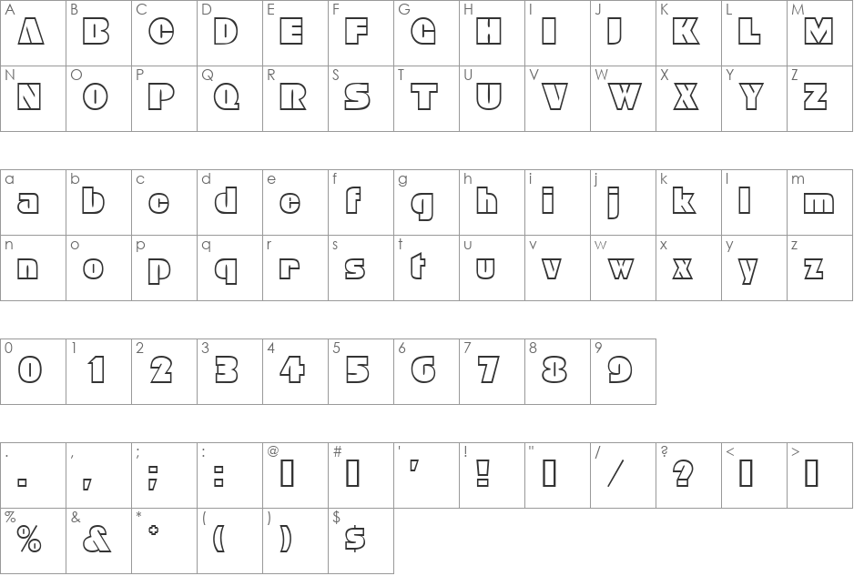 KenaOpenFaceDisplaySSi font character map preview