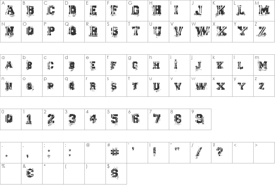 Ascent 2 Stardom font character map preview