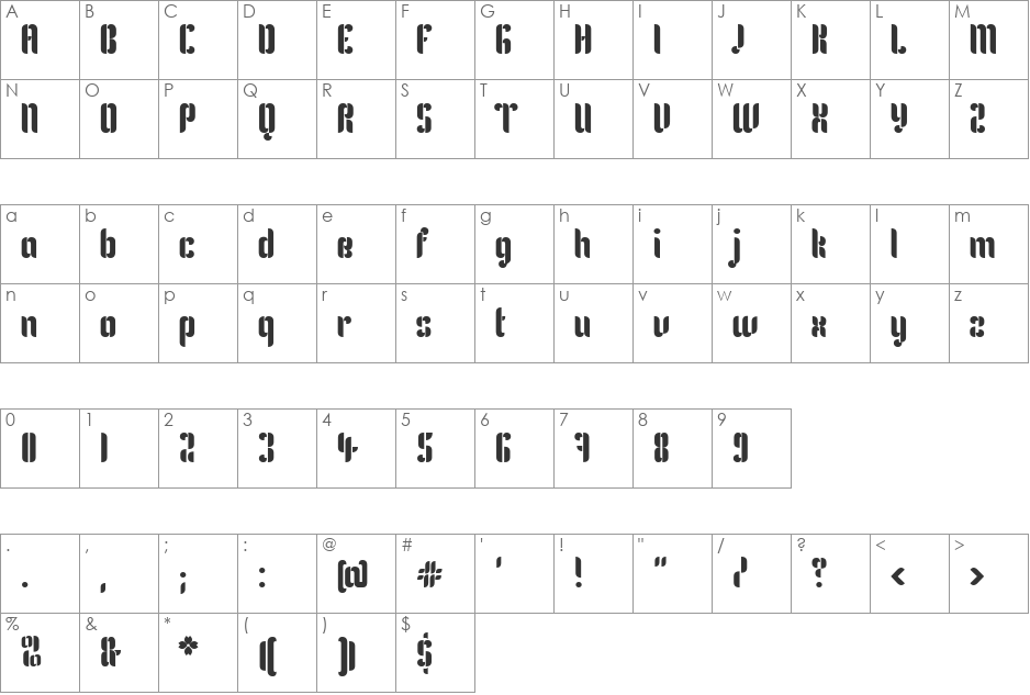 Kenia font character map preview