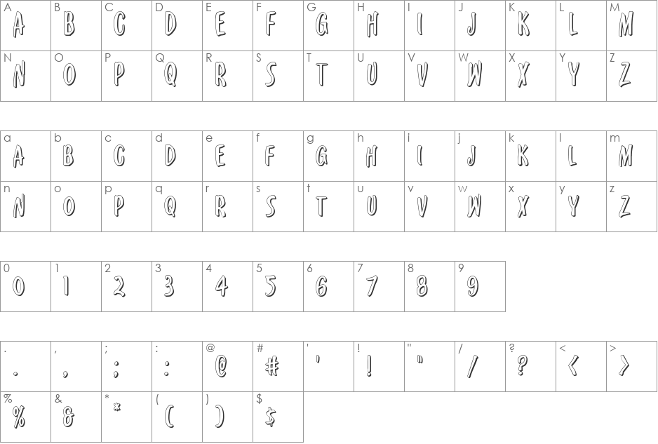 Kennebunkport 3D font character map preview
