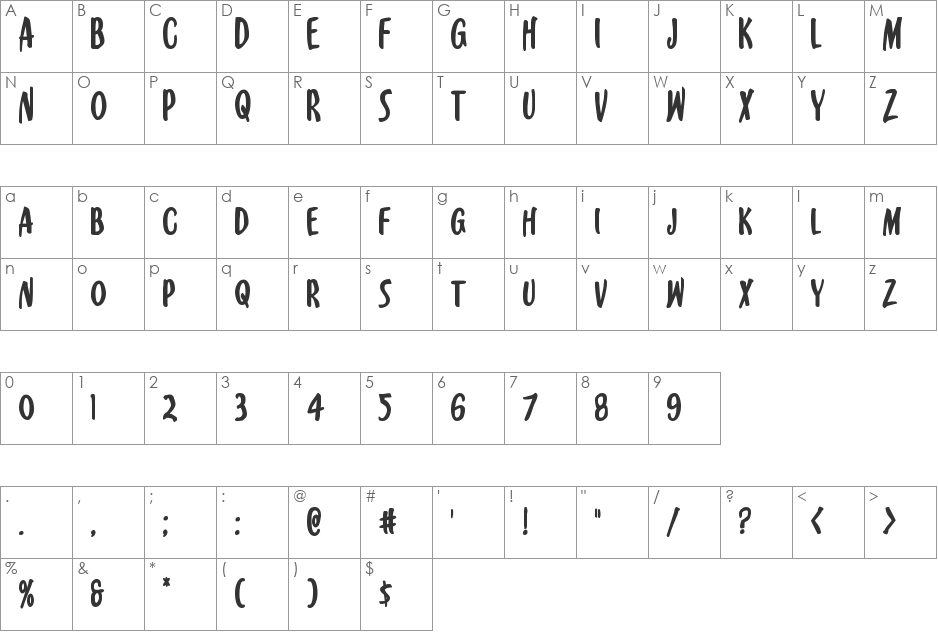 Kennebunkport Bold font character map preview
