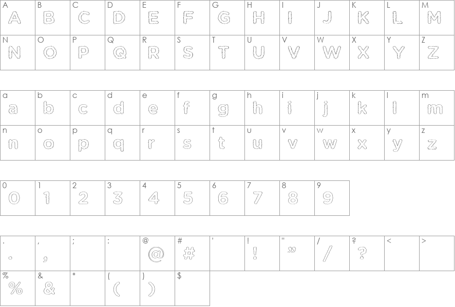 Kent SF font character map preview