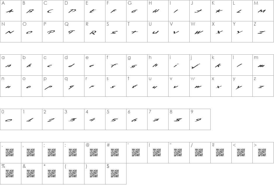 KentuckyBourbon font character map preview