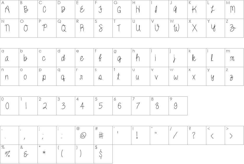 Kenzie font character map preview