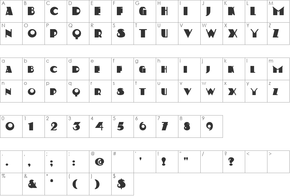 Kerfuffle NF font character map preview