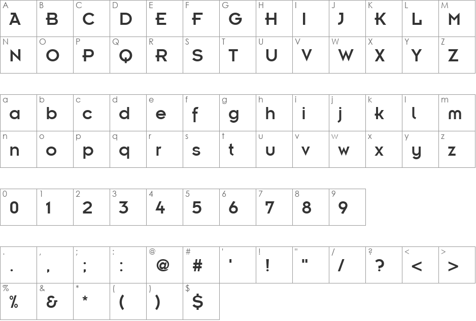 Kernel SSi font character map preview
