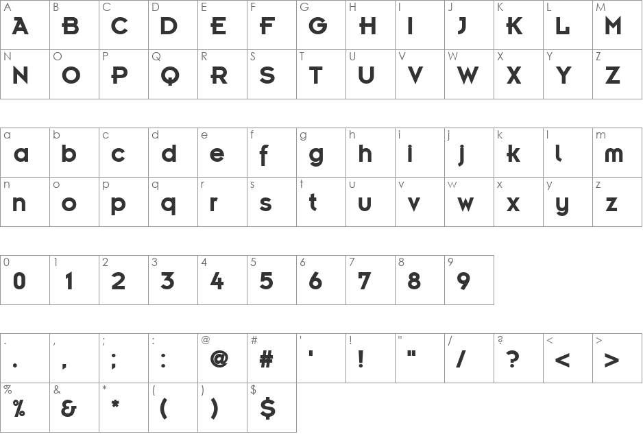 KernelSSi font character map preview