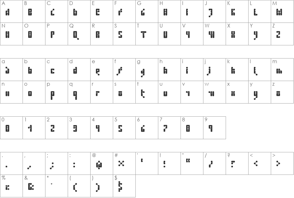Kernfusion font character map preview