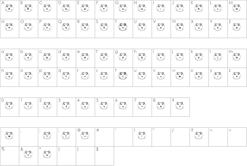 kero Font font character map preview