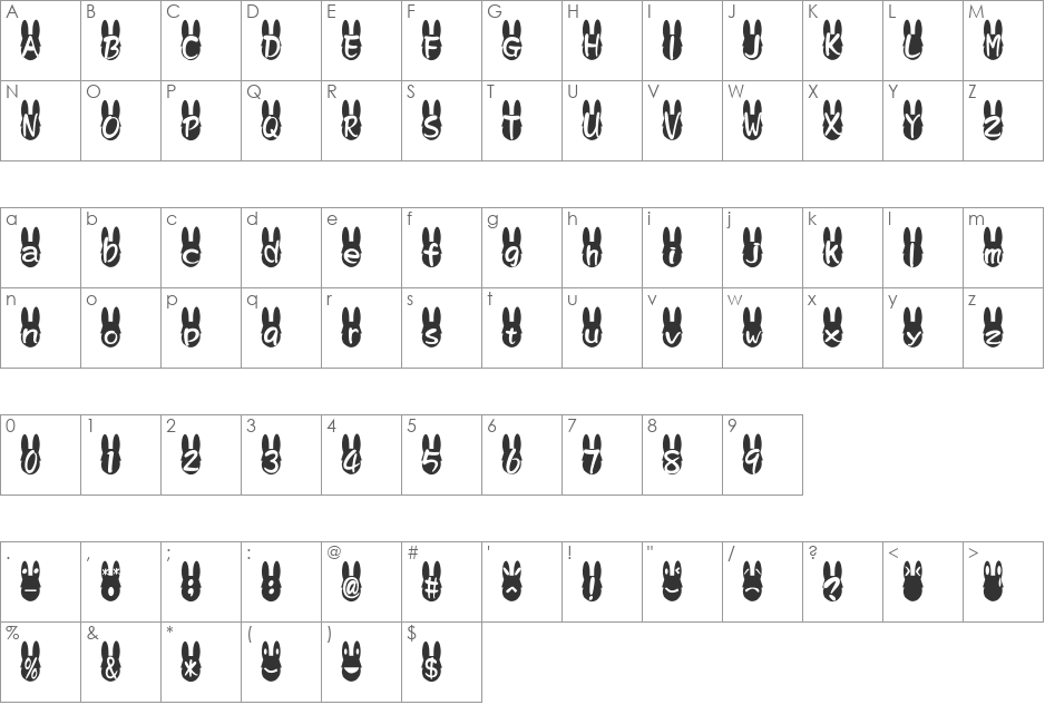 kerorin font character map preview