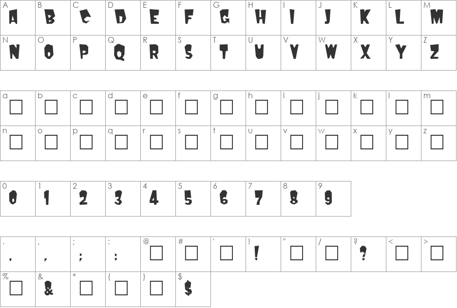 Kerouac font character map preview
