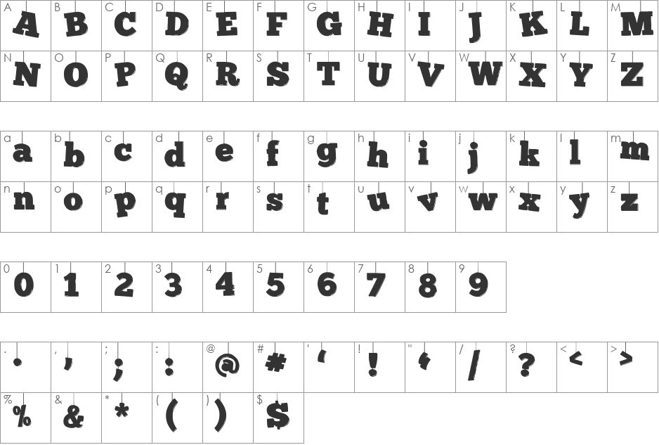 KerstKaart font character map preview