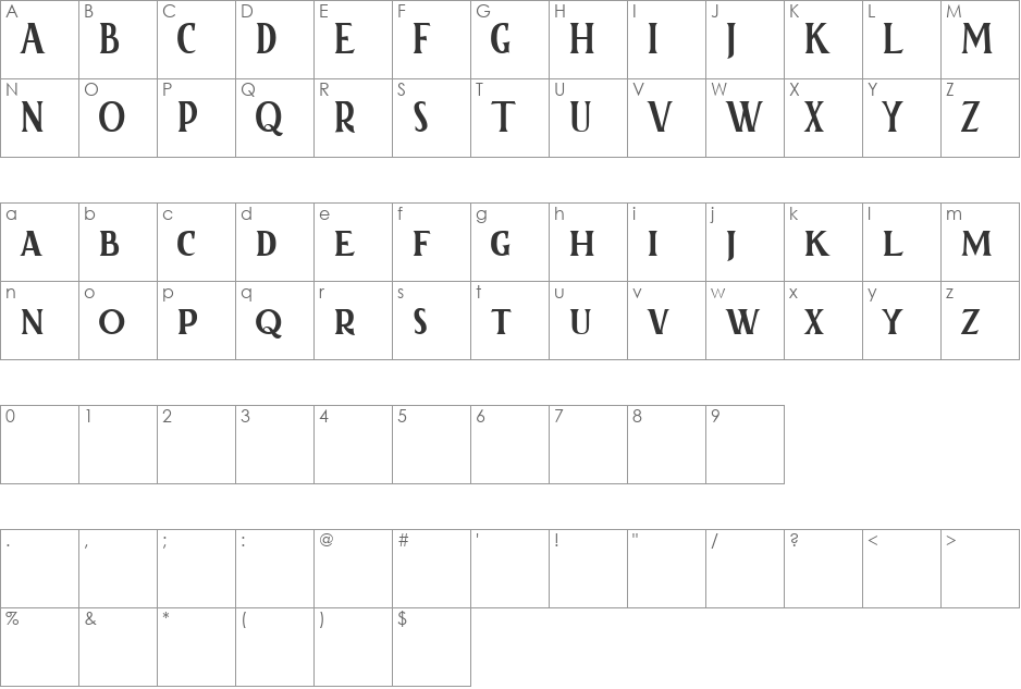 Kertayasa font character map preview