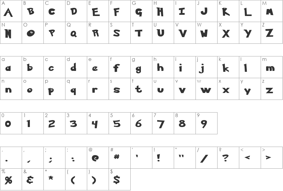 Ketchum font character map preview