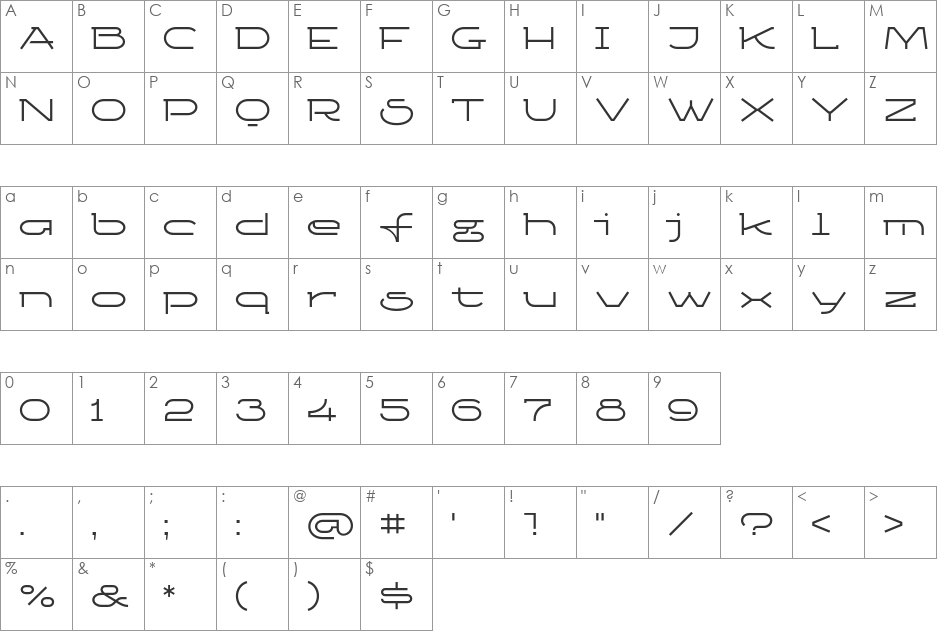 KetosagC font character map preview