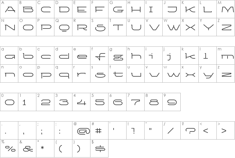 KetosagLt font character map preview