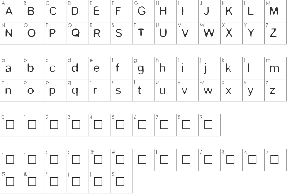 Kevin font character map preview