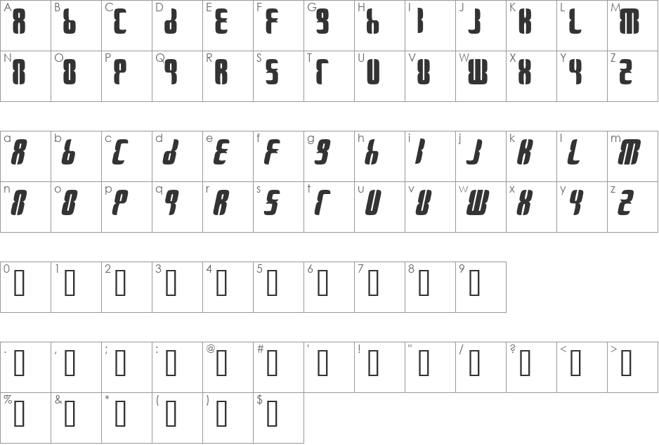 KEWKEN font character map preview