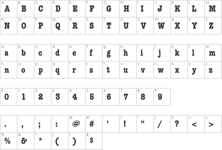 KeyboardCondAltSSi font character map preview