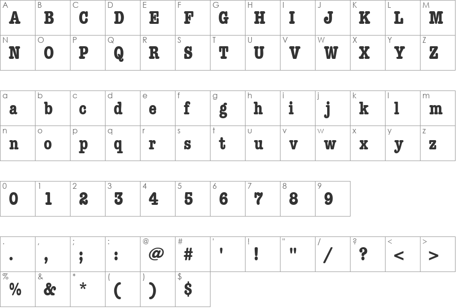 KeyboardCondSSi font character map preview