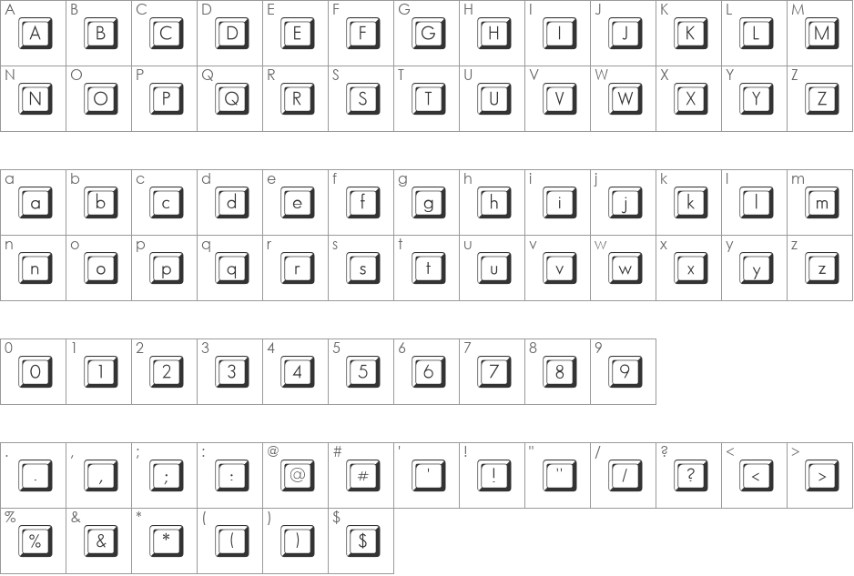 KeyCapsFLF font character map preview