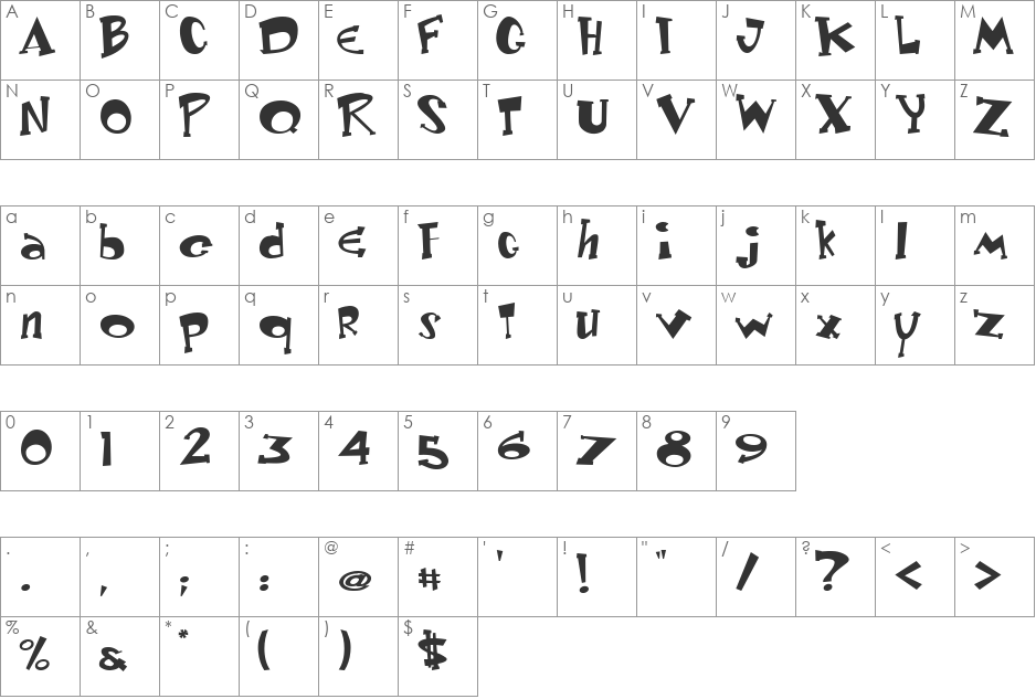 Keyster font character map preview