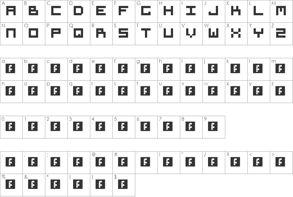 KFAR font character map preview