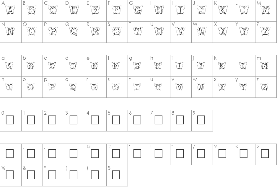KFB font character map preview