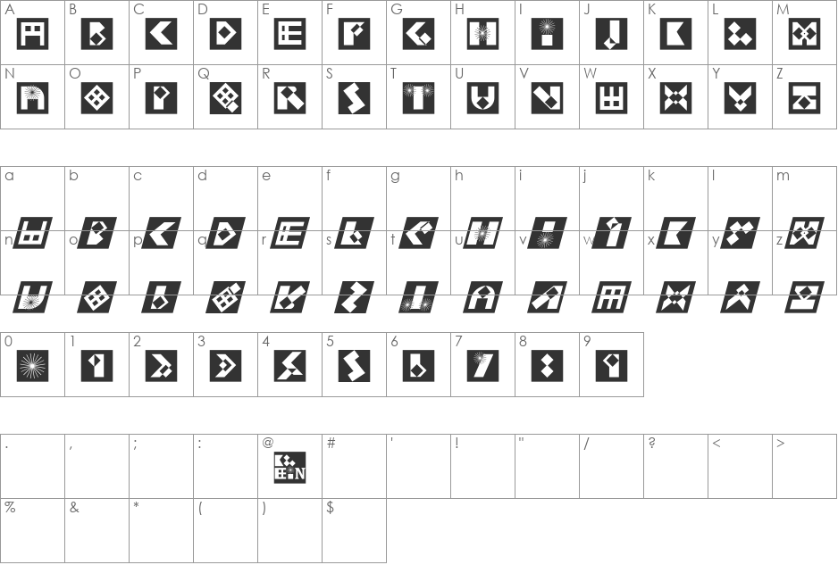 KFirstBricksMirored font character map preview