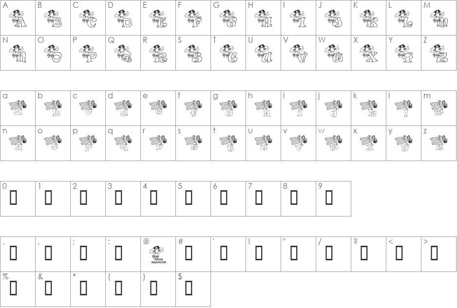 KG ANGEL1 font character map preview