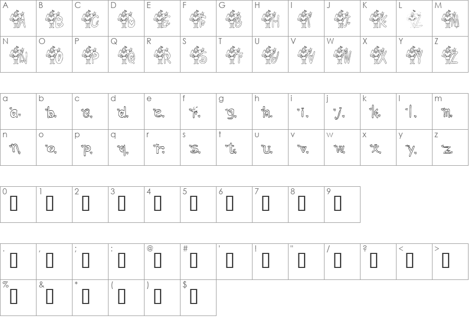 KG ANGEL3 font character map preview