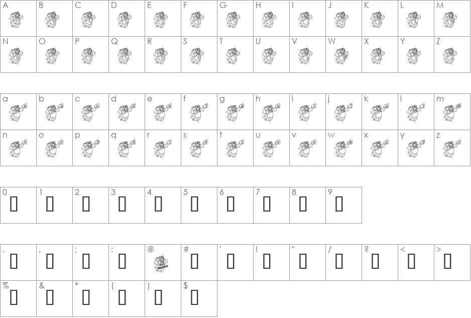 KG Angels3 font character map preview