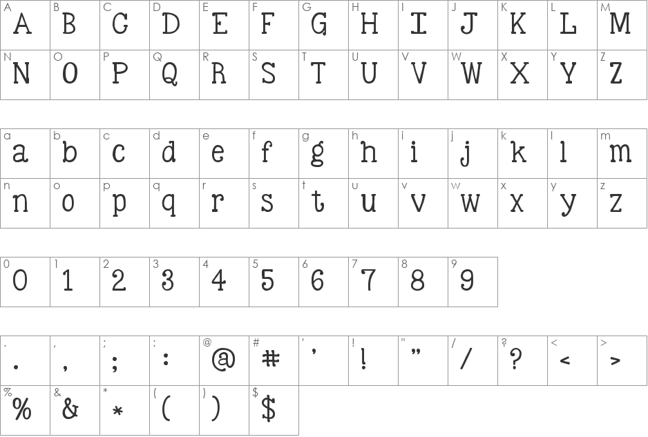 KG Be Still And Know font character map preview