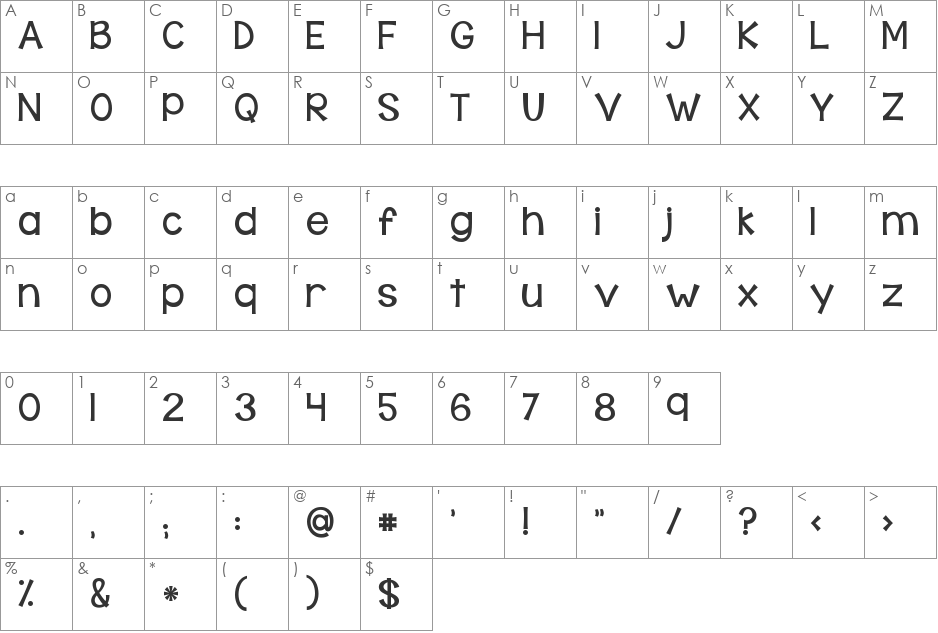 KG Behind These Hazel Eyes font character map preview