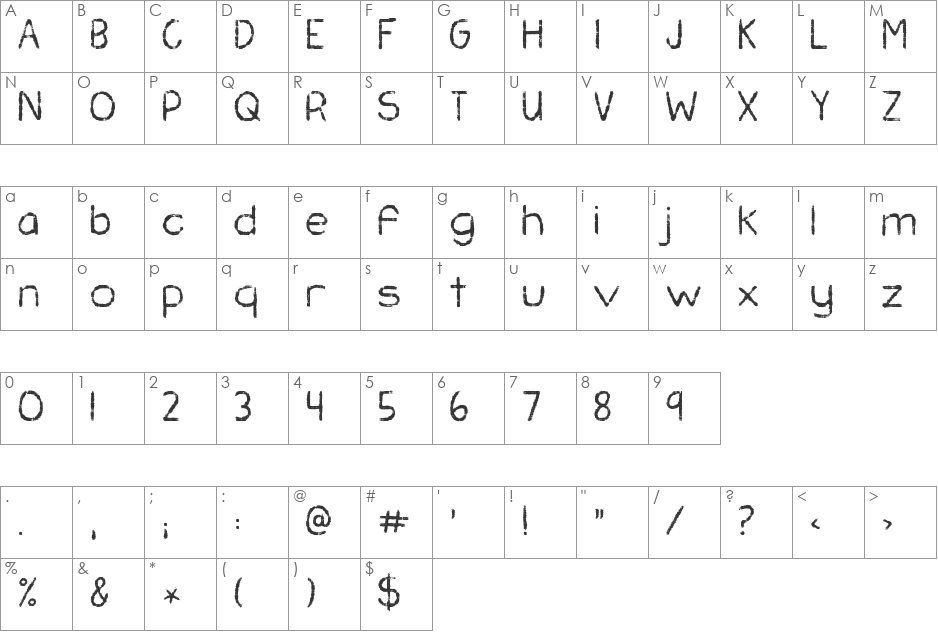 KG Chasing Pavements font character map preview
