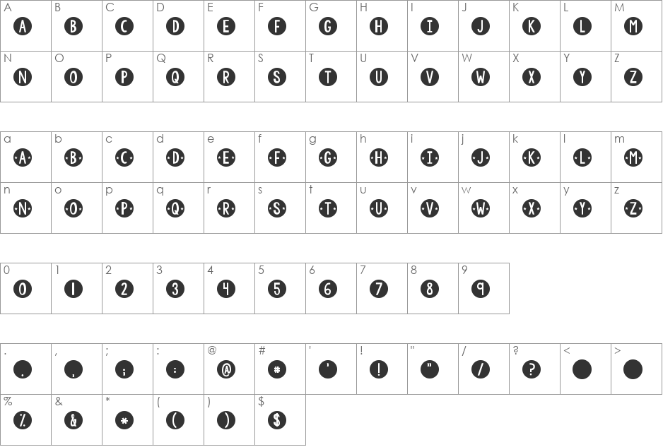 KG Counting Stars font character map preview