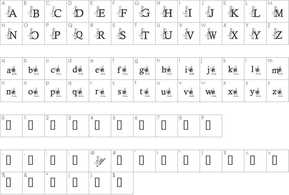 KG DRAGON font character map preview